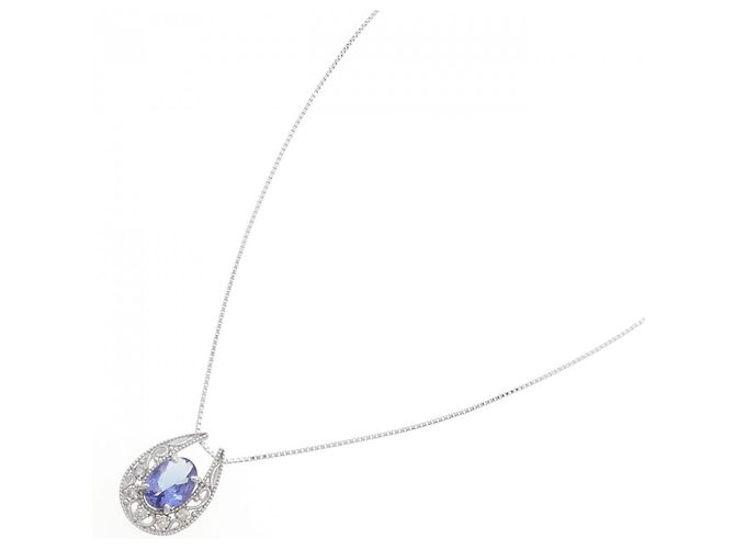 Autre Marque Collana in oro bianco Au750, tanzanite e diamante Argento - vista 2