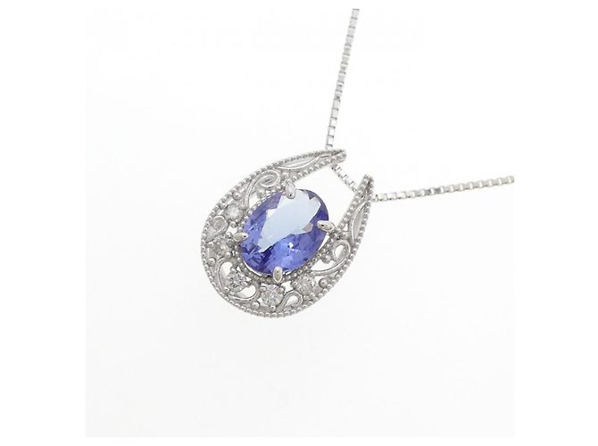Autre Marque Collana in oro bianco Au750, tanzanite e diamante Argento - vista 3