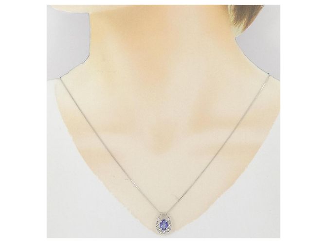 Autre Marque Collana in oro bianco Au750, tanzanite e diamante Argento - vista 6