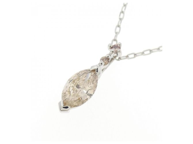 Autre Marque Platinum Diamond Necklace Silvery - view 3