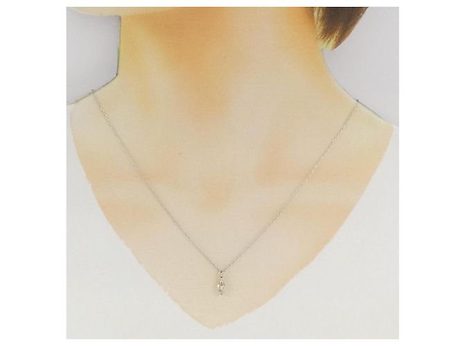 Autre Marque Platinum Diamond Necklace Silvery - view 6