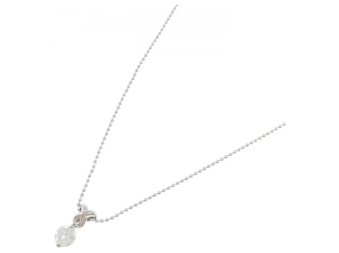 Autre Marque Platin-Diamant-Halskette Silber - Ansicht 2
