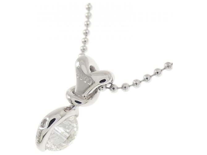 Autre Marque Platin-Diamant-Halskette Silber - Ansicht 4