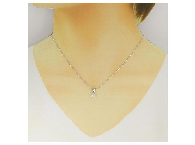 Autre Marque Platin-Diamant-Halskette Silber - Ansicht 6