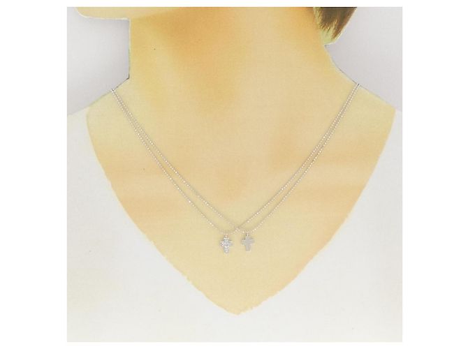 Autre Marque Collana con Croce di Diamanti Au750 Argento - vista 6