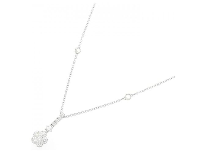 Autre Marque Collana Flower in Diamanti Au750 Argento - vista 2