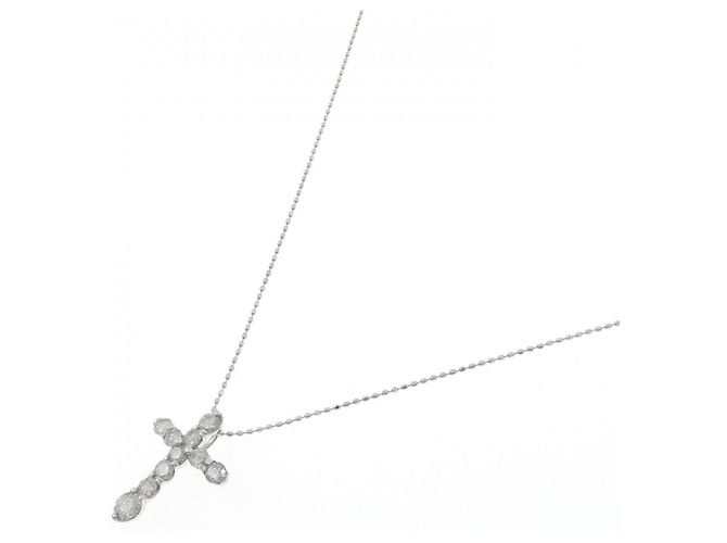 Autre Marque Collana in oro bianco Pt900 Au750 e diamanti Argento - vista 2