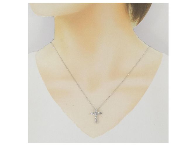 Autre Marque Collana in oro bianco Pt900 Au750 e diamanti Argento - vista 6
