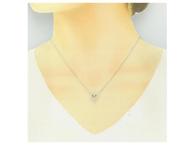 Autre Marque Collana a cuore in diamanti in oro bianco Au750 Argento - vista 6