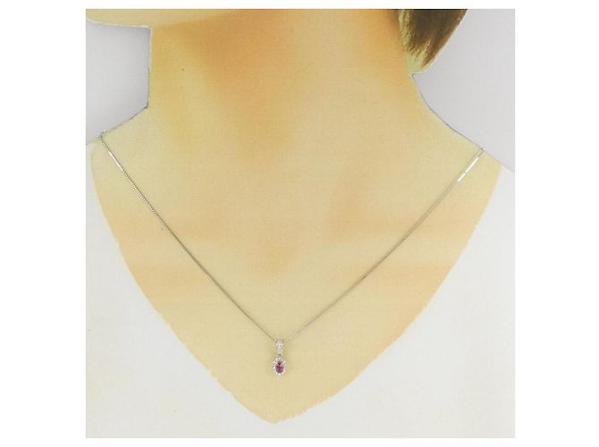 Autre Marque Collana in Spinello e Diamante Pt950/Pt850 Argento - vista 6