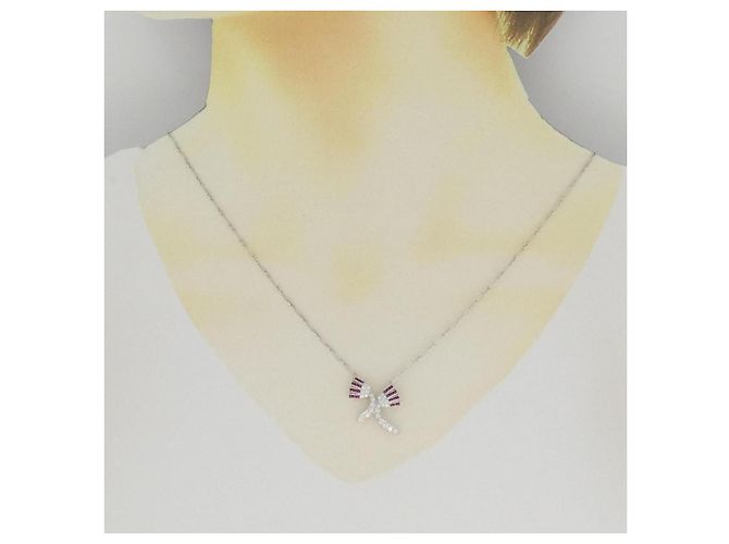 Autre Marque Collana in oro bianco Au750, rubino e diamante Rosso - vista 6