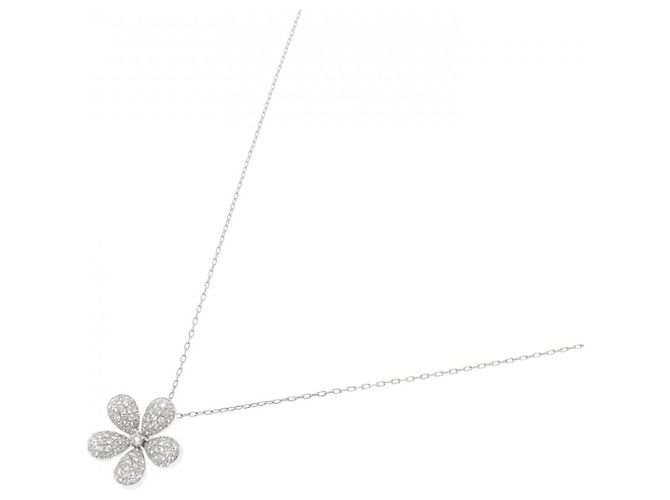 Autre Marque Collana a Fiore in Oro Bianco Au750 con Diamanti Pavé Argento - vista 2