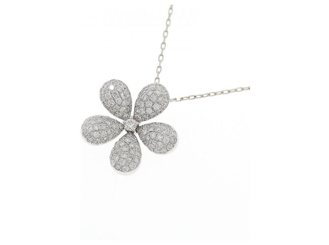 Autre Marque Collana a Fiore in Oro Bianco Au750 con Diamanti Pavé Argento - vista 3