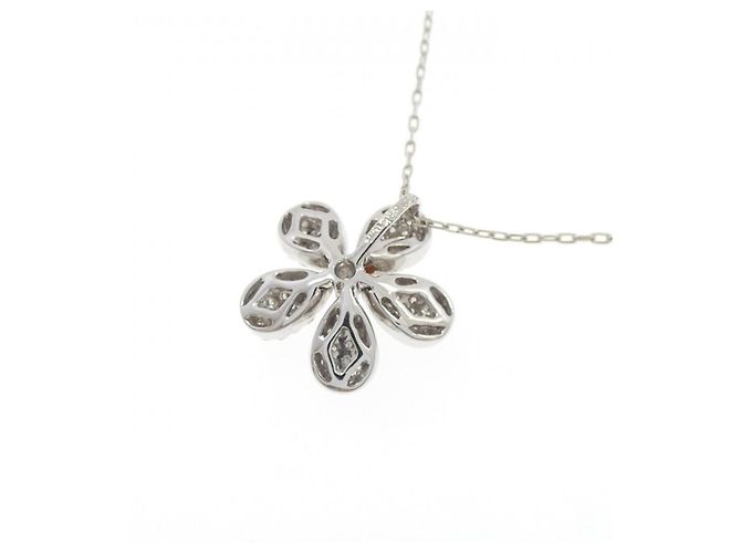 Autre Marque Collana a Fiore in Oro Bianco Au750 con Diamanti Pavé Argento - vista 4