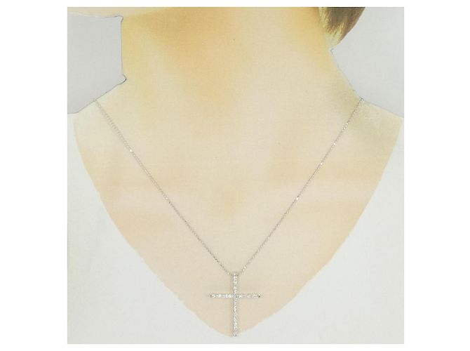 Autre Marque Collana a Croce con Diamanti Au750 Argento - vista 6
