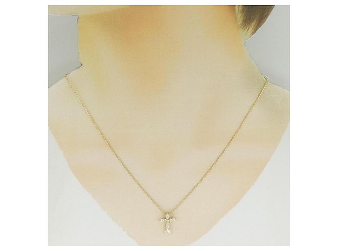Autre Marque Collana con Croce in Diamanti Au750 D'oro - vista 6