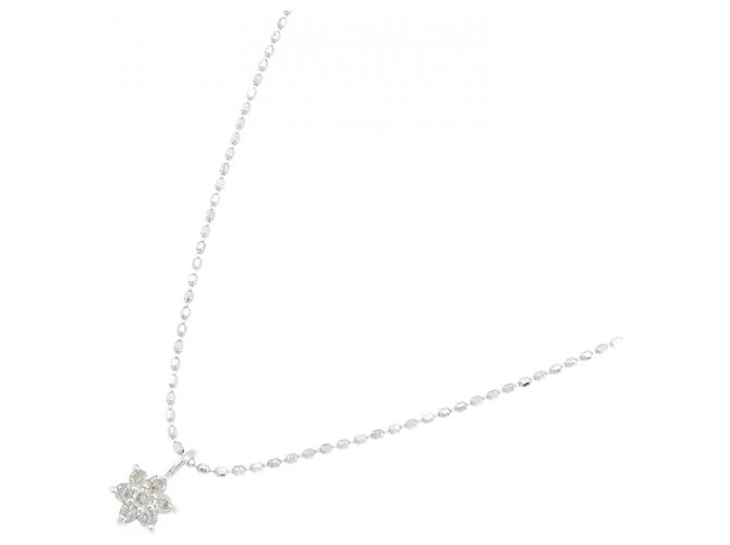 Autre Marque Collana a Fiore in Oro Bianco K14 e Diamanti Argento - vista 2