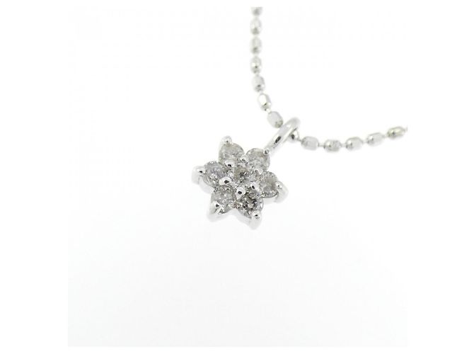 Autre Marque Collana a Fiore in Oro Bianco K14 e Diamanti Argento - vista 3