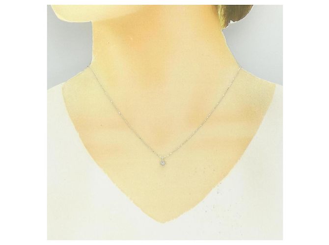 Autre Marque Collana a Fiore in Oro Bianco K14 e Diamanti Argento - vista 6