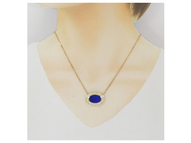 Autre Marque Collana in Lapis Lazuli e Diamanti K14YG K18YG Blu - vista 6