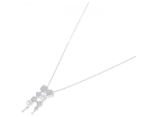 Autre Marque Collana con perle Akoya e diamanti K14WG K10WG Argento - vista 2