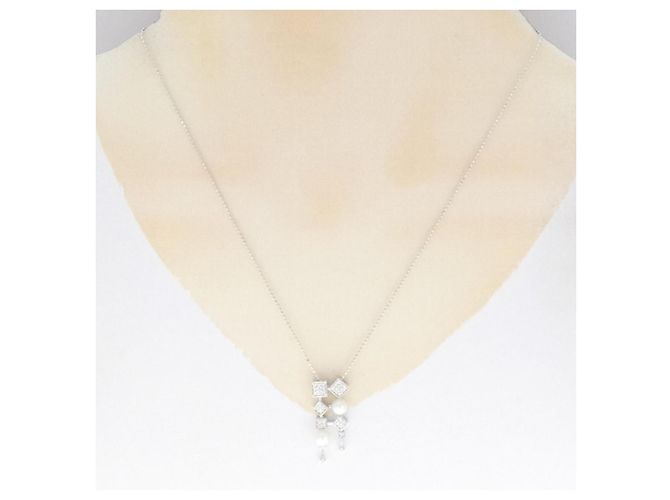 Autre Marque Collana con perle Akoya e diamanti K14WG K10WG Argento - vista 6
