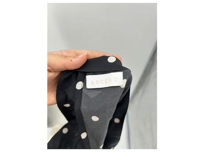 Autre Marque ASCENO Kleid mit Punkten Schwarz - Ansicht 5