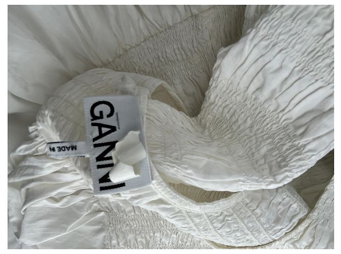 Vestido Ganni blanco con espalda descubierta de algodón - vista 7