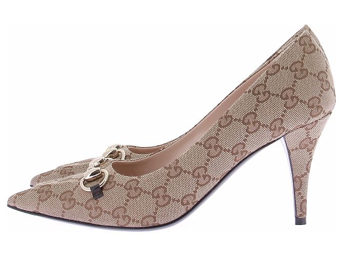 Gucci Monogramm Pumps Beige Stoff Größe 37 - Ansicht 3