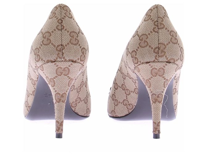 Gucci Monogramm Pumps Beige Stoff Größe 37 - Ansicht 4