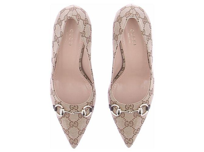 Gucci Monogramm Pumps Beige Stoff Größe 37 - Ansicht 5
