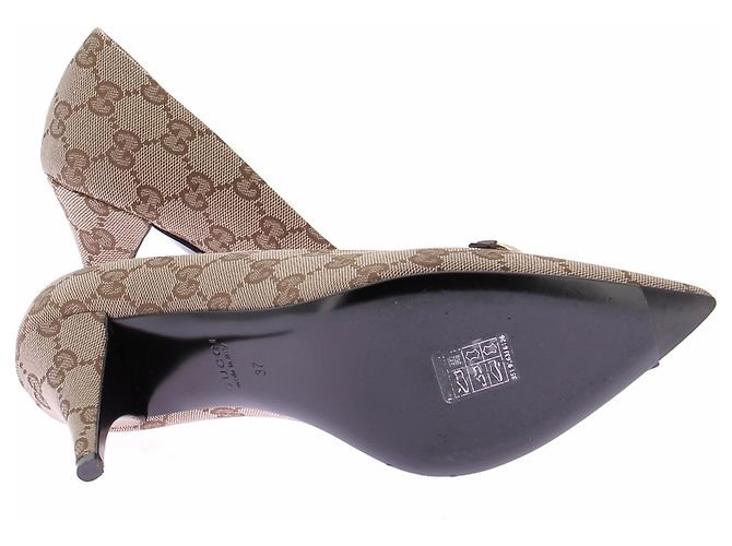 Gucci Monogramm Pumps Beige Stoff Größe 37 - Ansicht 6