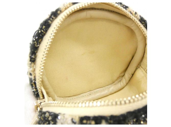 Chanel Chain Wallet in tweed nero beige oro D'oro - vista 10