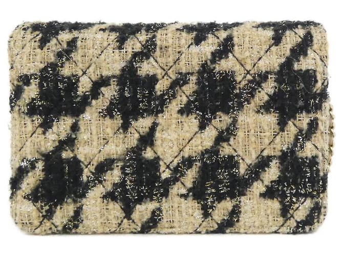 Chanel Chain Wallet in tweed nero beige oro D'oro - vista 2