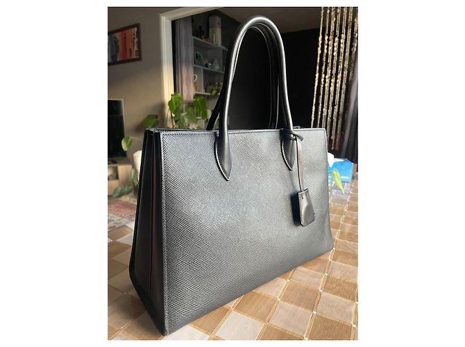 Borsa Tote in Pelle Saffiano Prada Nero - vista 3
