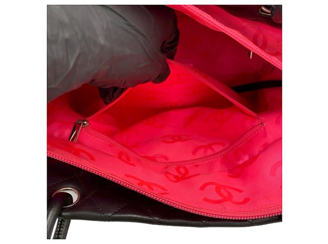 Chanel Cambon Line Coco Mark Leder Tote Bag Schwarz - Ansicht 10