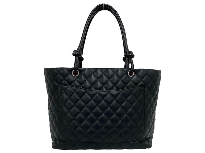 Chanel Cambon Line Coco Mark Leder Tote Bag Schwarz - Ansicht 3