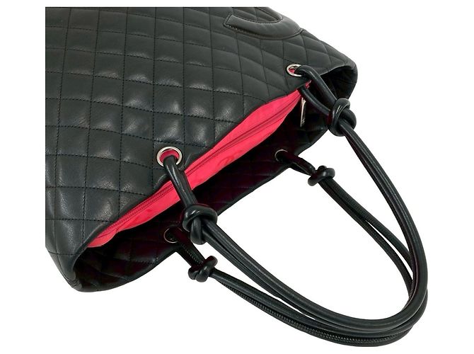 Chanel Cambon Line Coco Mark Leder Tote Bag Schwarz - Ansicht 4