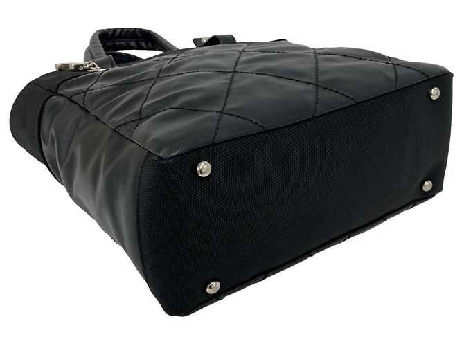 Borsa Tote Chanel Paris Biarritz PM in pelle e tela Nero - vista 7