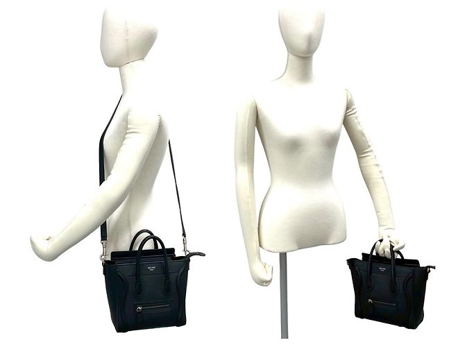 Céline Bolso de mano Celine Luggage Nano Shopper de piel Negro - vista 2