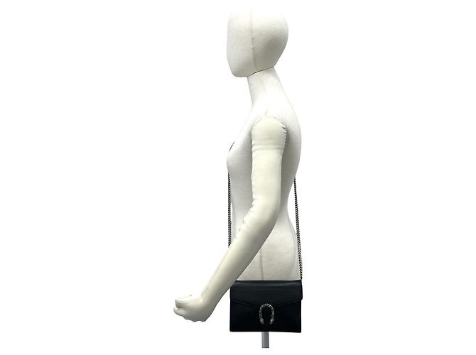 Mini borsa a tracolla Gucci Dionysus in pelle con catena Nero - vista 2