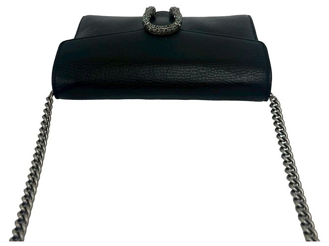 Mini borsa a tracolla Gucci Dionysus in pelle con catena Nero - vista 4