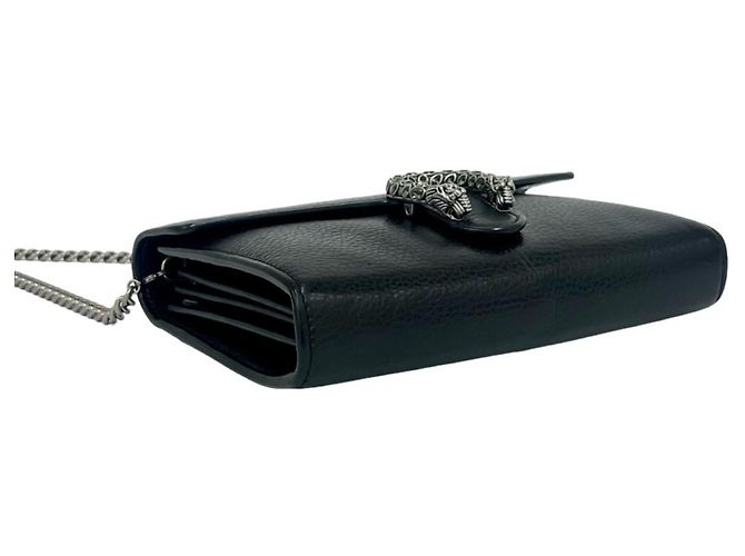Mini borsa a tracolla Gucci Dionysus in pelle con catena Nero - vista 7