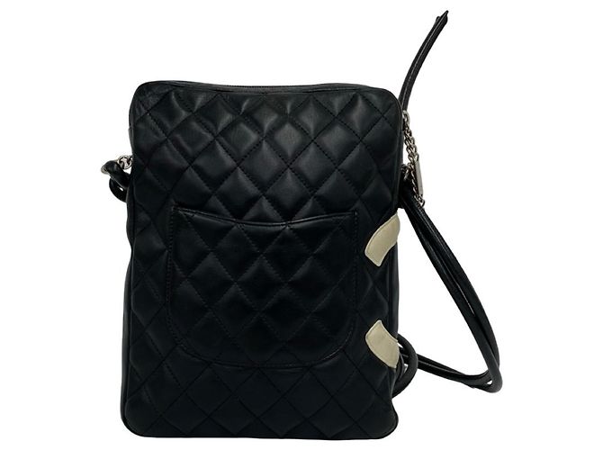 Mini borsa a tracolla in pelle nera Chanel Cambon Line Nero Bianco - vista 3