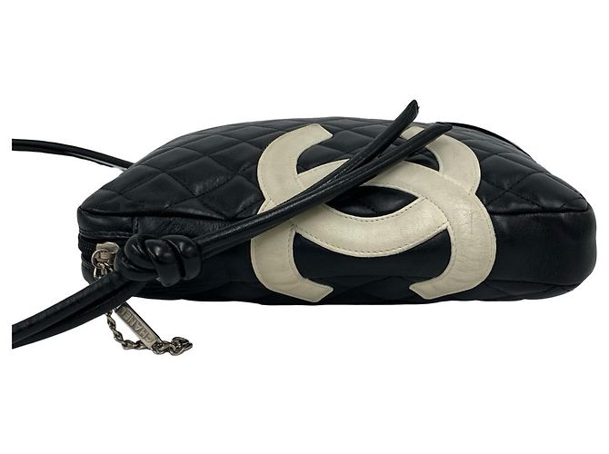 Mini borsa a tracolla in pelle nera Chanel Cambon Line Nero Bianco - vista 5