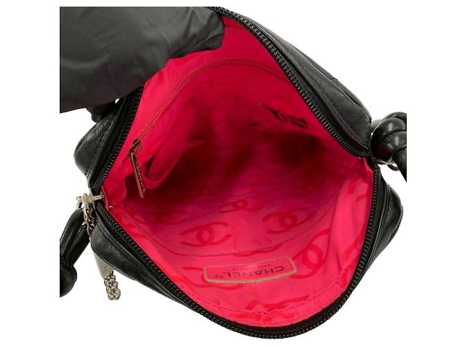 Mini borsa a tracolla in pelle nera Chanel Cambon Line Nero Bianco - vista 9