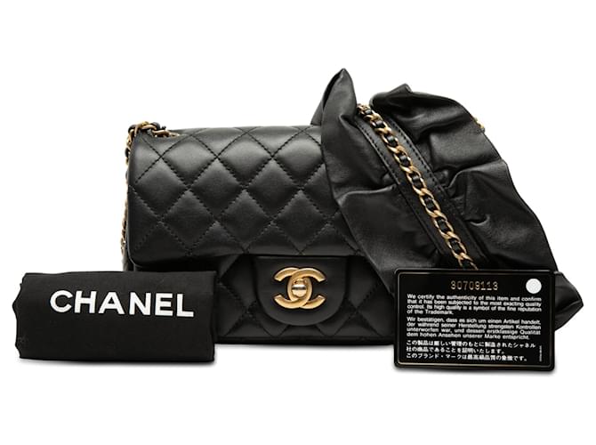 Chanel Black Mini Rectangular Classic Lambskin Romance Single Flap Nero - vista 7