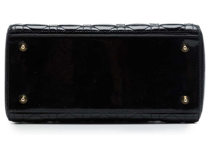 Dior Black Medium Patent Cannage Lady Dior Nero - vista 3