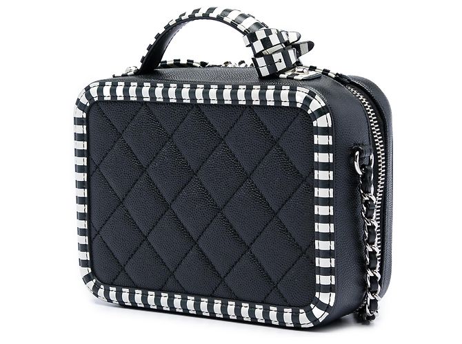 Chanel Vanity Case Black Small Caviar Striped CC Filigree Schwarz - Ansicht 2