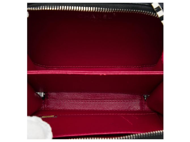Chanel Vanity Case Black Small Caviar Striped CC Filigree Schwarz - Ansicht 4